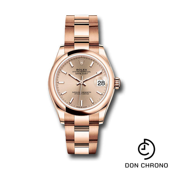 Rolex Everose Gold Datejust 31 Watch - Domed Bezel - RosŽ Index Dial - Oyster Bracelet - 278245 rsio