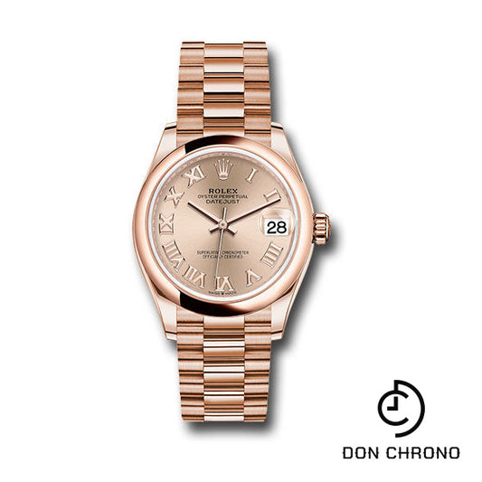 Rolex Everose Gold Datejust 31 Watch - Domed Bezel - RosŽ Roman Dial - President Bracelet - 278245 rsrp