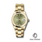 Rolex Yellow Gold Datejust 31 Watch - Domed Bezel - Olive Green Diamond Six Dial - Oyster Bracelet - 278248 ogdr6o