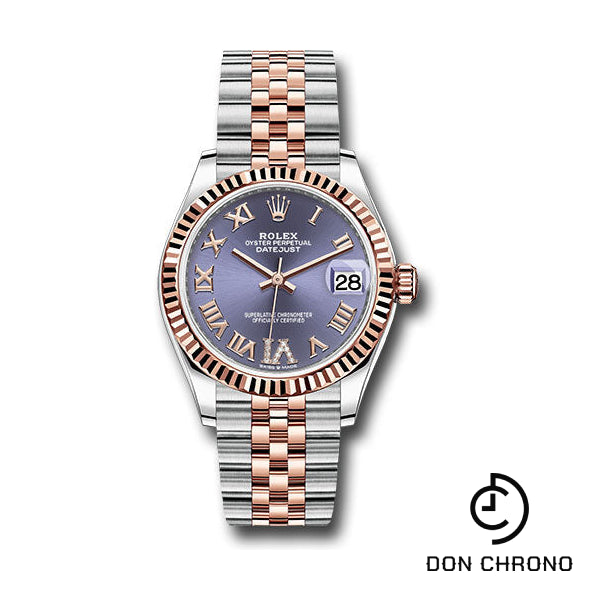 Rolex Steel and Everose Gold Datejust 31 Watch - Fluted Bezel - Chocolate Diamond Roman VI Dial - Jubilee Bracelet - 278271 aubdr6j