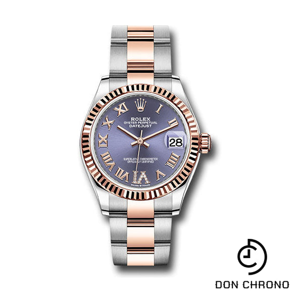 Rolex Steel and Everose Gold Datejust 31 Watch - Fluted Bezel - Chocolate Diamond Roman VI Dial - Oyster Bracelet - 278271 aubdr6o