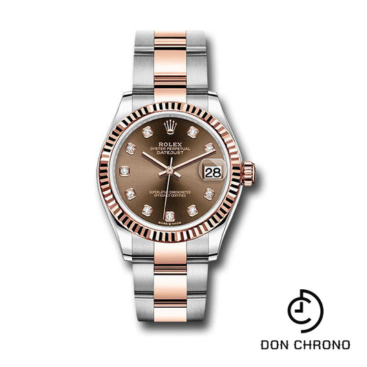 Rolex Steel and Everose Gold Datejust 31 Watch - Fluted Bezel - White Roman Dial - Oyster Bracelet - 278271 chodo