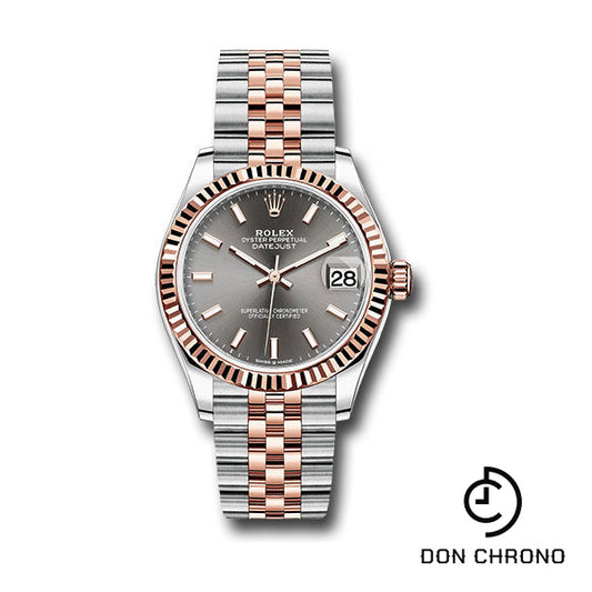 Rolex Steel and Everose Gold Datejust 31 Watch - Fluted Bezel - Dark Rhodium Index Dial - Jubilee Bracelet - 278271 dkrhij