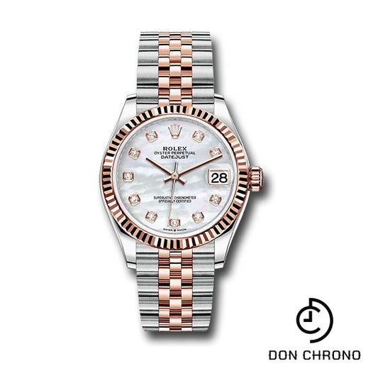 Rolex Steel and Everose Gold Datejust 31 Watch - Fluted Bezel - Silver Diamond Dial - Jubilee Bracelet - 278271 mdj