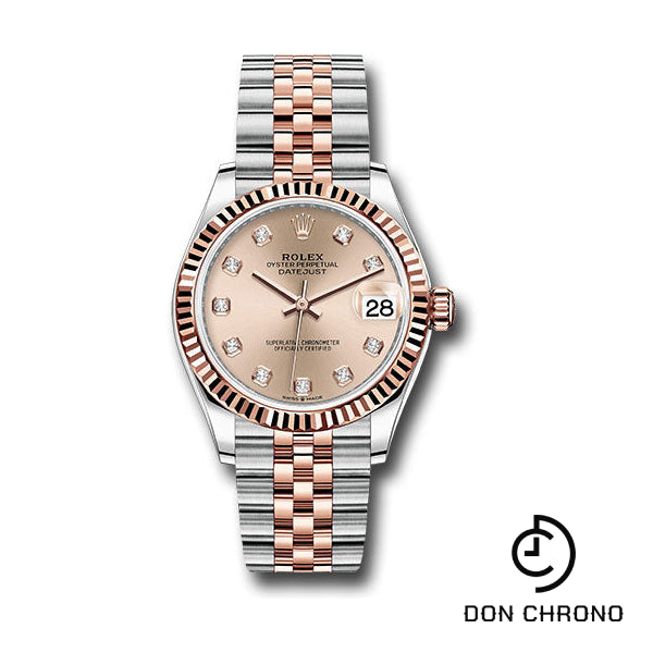 Rolex Steel and Everose Gold Datejust 31 Watch - Fluted Bezel - Chocolate Diamond Dial - Jubilee Bracelet - 278271 rodj