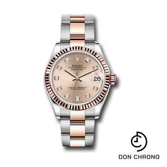 Rolex Steel and Everose Gold Datejust 31 Watch - Fluted Bezel - Chocolate Diamond Dial - Oyster Bracelet - 278271 rodo