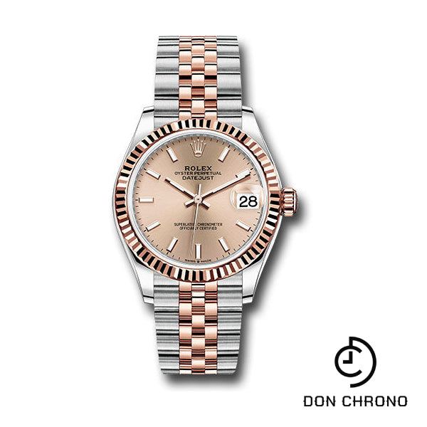 Rolex Steel and Everose Gold Datejust 31 Watch - Fluted Bezel - RosŽ Roman Dial - Jubilee Bracelet - 278271 roij