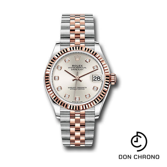 Rolex Steel and Everose Gold Datejust 31 Watch - Fluted Bezel - RosŽ Diamond Dial - Jubilee Bracelet - 278271 sdj