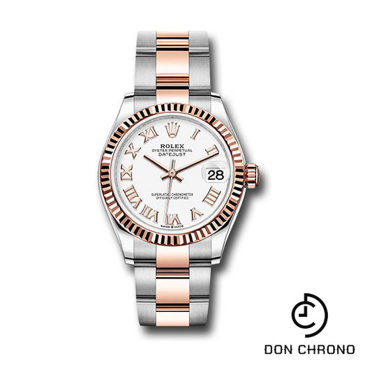 Rolex Steel and Everose Gold Datejust 31 Watch - Fluted Bezel - RosŽ Index Dial - Oyster Bracelet - 278271 wro