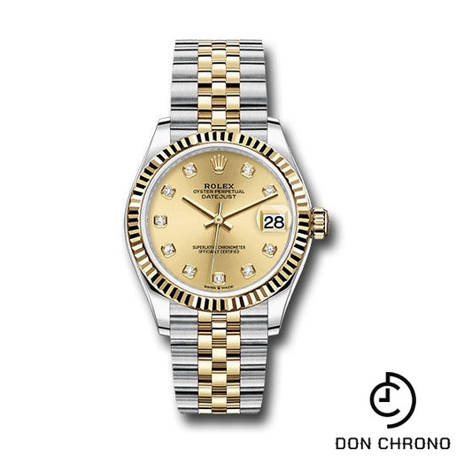 Rolex Steel and Yellow Gold Datejust 31 Watch - Fluted Bezel - Champagne Diamond Dial - Jubilee Bracelet - 278273 chdj