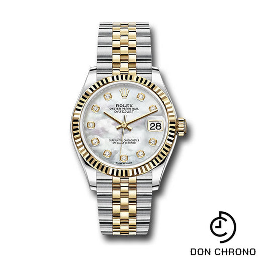 Rolex Steel and Yellow Gold Datejust 31 Watch - Fluted Bezel - Mother-of-Pearl Diamond Dial - Jubilee Bracelet - 278273 mdj