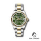 Rolex Yellow Rolesor Datejust 31 Watch - Fluted Bezel - Olive Green Floral Motif Diamond 6 Dial - Oyster Bracelet - 278273 ogflomdo
