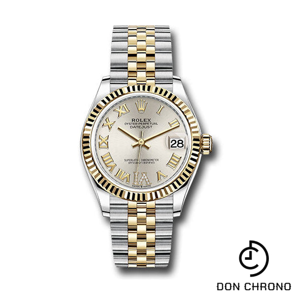 Rolex Steel and Yellow Gold Datejust 31 Watch - Fluted Bezel - Silver Diamond Roman Six Dial - Jubilee Bracelet - 278273 sdr6j