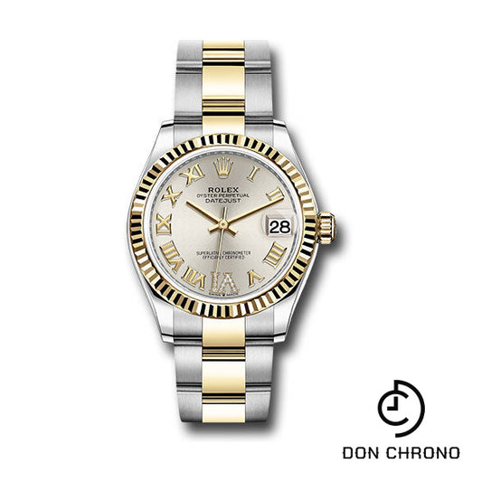 Rolex Steel and Yellow Gold Datejust 31 Watch - Fluted Bezel - Silver Diamond Roman Six Dial - Oyster Bracelet - 278273 sdr6o