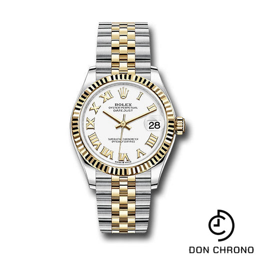 Rolex Steel and Yellow Gold Datejust 31 Watch - Fluted Bezel - White Roman Dial - Jubilee Bracelet - 278273 wrj