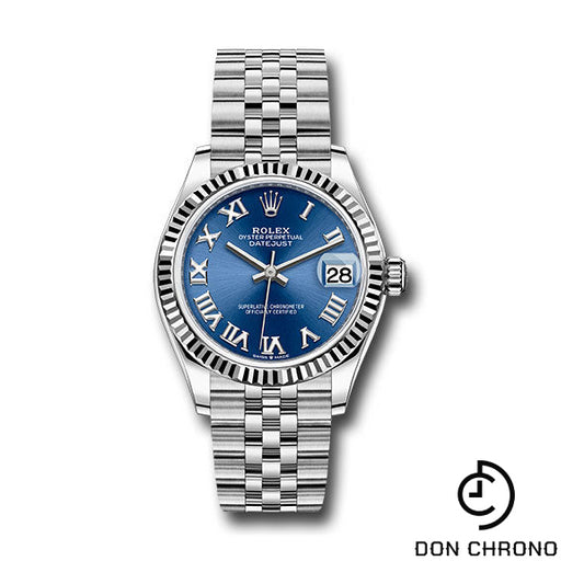 Rolex Steel and White Gold Datejust 31 Watch - Fluted Bezel - Blue Roman Dial - Jubilee Bracelet - 278274 blrj