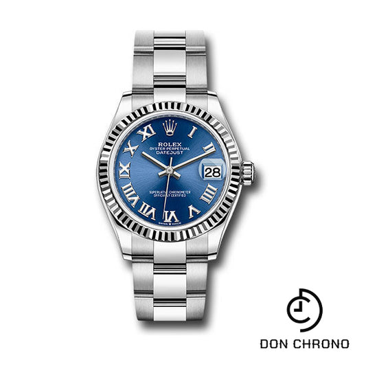 Rolex Steel and White Gold Datejust 31 Watch - Fluted Bezel - Blue Roman Dial - Oyster Bracelet - 278274 blro