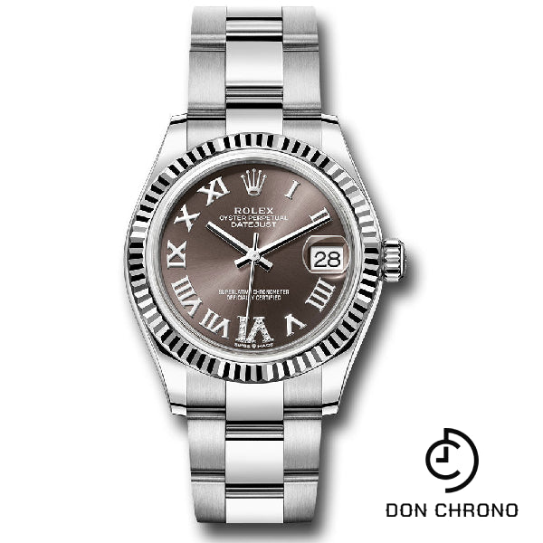 Rolex White Rolesor Datejust 31 Watch - Fluted Bezel - Chocolate Diamond Roman 6 Dial - Oyster Bracelet - 278274 chodr6o