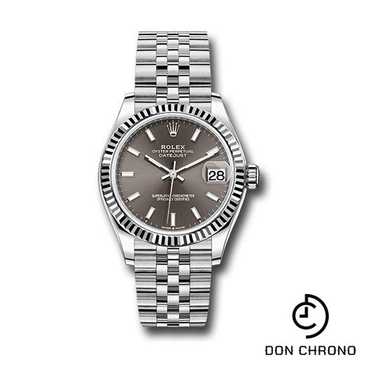 Rolex Steel and White Gold Datejust 31 Watch - Fluted Bezel - Dark Grey Index Dial - Jubilee Bracelet - 278274 dkgij