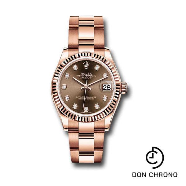 Rolex Everose Gold Datejust 31 Watch - Fluted Bezel - Chocolate Diamond Dial - Oyster Bracelet - 278275 chodo