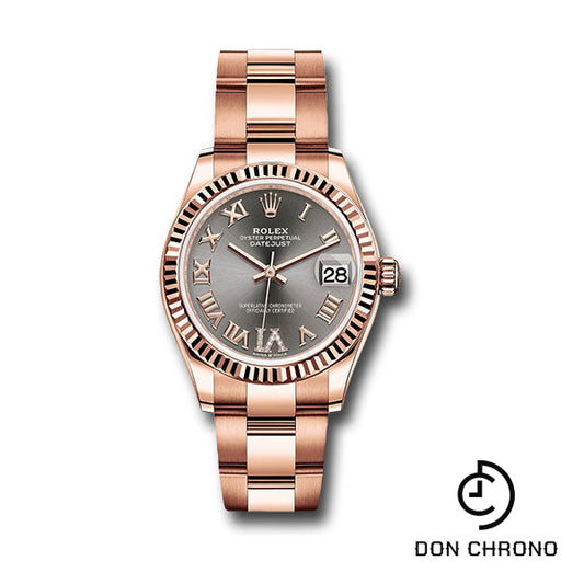 Rolex Everose Gold Datejust 31 Watch - Fluted Bezel - Rhodium Diamond Six Dial - Oyster Bracelet - 278275 dkrhdr6o