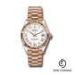 Rolex Everose Gold Datejust 31 Watch - Fluted Bezel - White Roman Dial - President Bracelet - 278275 wrp