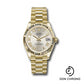 Rolex Yellow Gold Datejust 31 Watch - Fluted Bezel - Silver Diamond Six Dial - President Bracelet - 278278 sdr6p