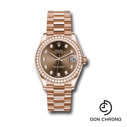 Rolex Everose Gold Datejust 31 Watch - Diamond Bezel - Chocolate Diamond Dial - President Bracelet - 278285RBR chodp