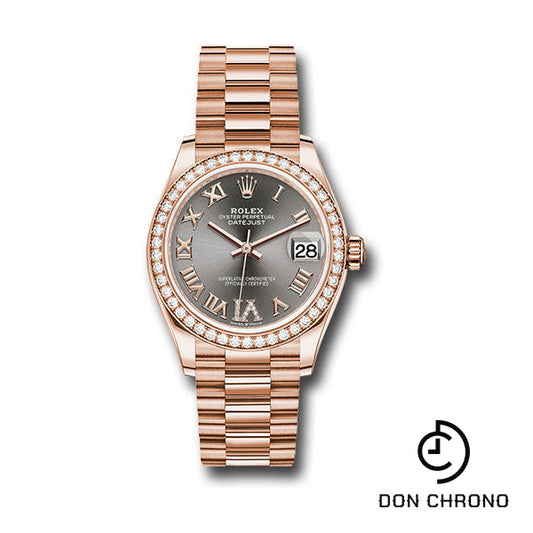 Rolex Everose Gold Datejust 31 Watch - Diamond Bezel - Rhodium Diamond Six Dial - President Bracelet - 278285RBR dkrhdr6p