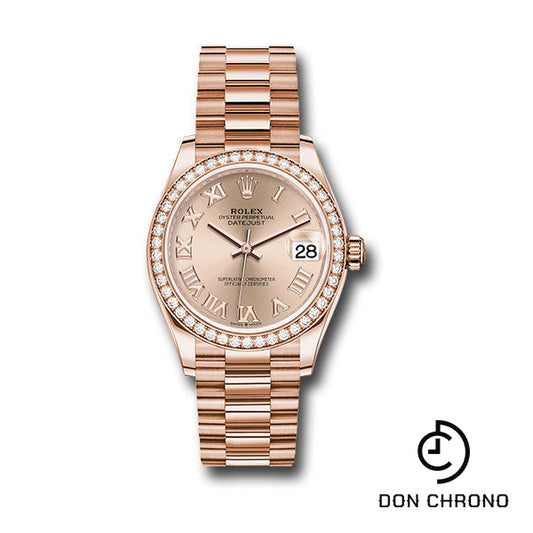 Rolex Everose Gold Datejust 31 Watch - Diamond Bezel - RosŽ Roman Dial - President Bracelet - 278285RBR rsrp