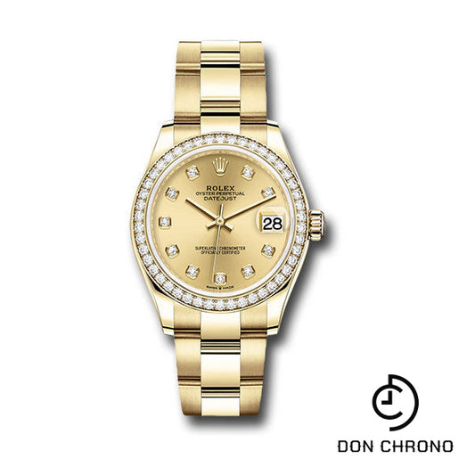 Rolex Yellow Gold Datejust 31 Watch - Diamond Bezel - Champagne Diamond Dial - Oyster Bracelet - 278288RBR chdo