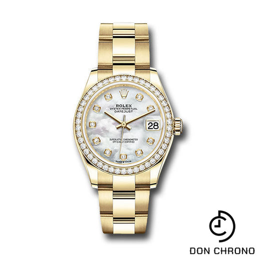 Rolex Yellow Gold Datejust 31 Watch - Diamond Bezel - Mother-of-Pearl Diamond Dial - Oyster Bracelet - 278288RBR mdo