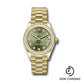Rolex Yellow Gold Datejust 31 Watch - Diamond Bezel - Olive Green Diamond Dial - President Bracelet - 278288RBR ogdp