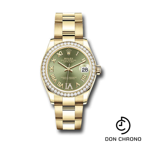 Rolex Yellow Gold Datejust 31 Watch - Diamond Bezel - Olive Green Diamond Six Dial - Oyster Bracelet - 278288RBR ogdr6o