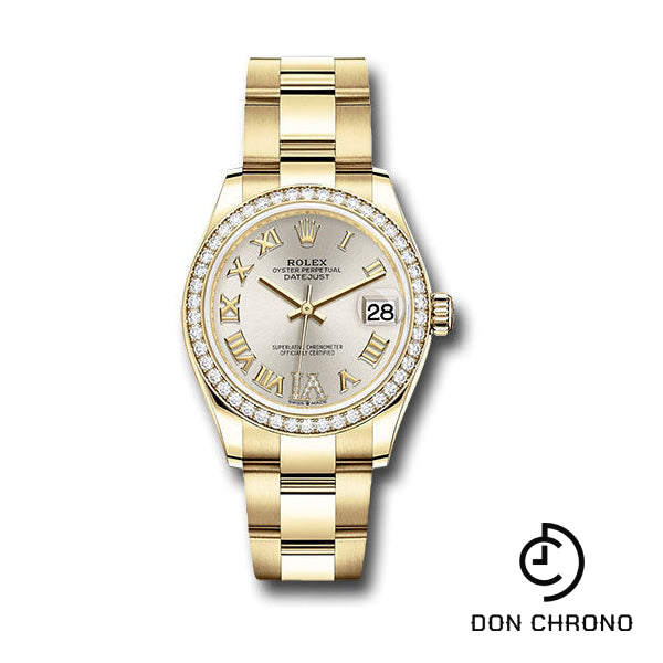 Rolex Yellow Gold Datejust 31 Watch - Diamond Bezel - Silver Diamond Six Dial - Oyster Bracelet - 278288RBR sdr6o