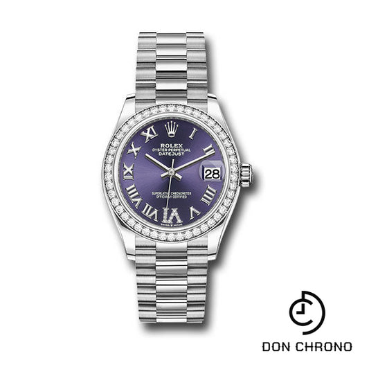 Rolex White Gold Datejust 31 Watch - Diamond Bezel - Aubergine Diamond Roman Dial - President Bracelet - 278289rbr aubdr6p