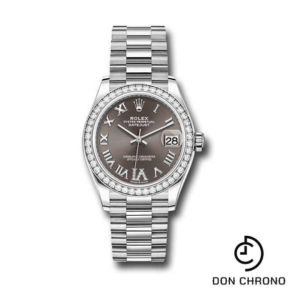 Rolex White Gold Datejust 31 Watch - Diamond Bezel - Dark Grey Diamond Roman Dial - President Bracelet - 278289rbr dkgdr6p