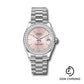 Rolex White Gold Datejust 31 Watch - Diamond Bezel - Pink Index Dial - President Bracelet - 278289rbr pip