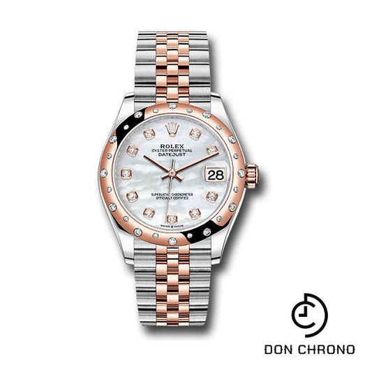 Rolex Steel and Everose Gold Datejust 31 Watch - 24 Diamond Bezel - Silver Diamond Dial - Jubilee Bracelet - 278341RBR mdj