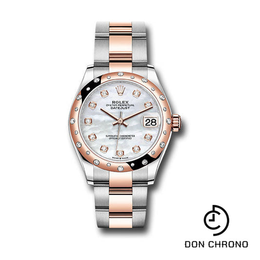 Rolex Steel and Everose Gold Datejust 31 Watch - 24 Diamond Bezel - Silver Diamond Dial - Oyster Bracelet - 278341RBR mdo