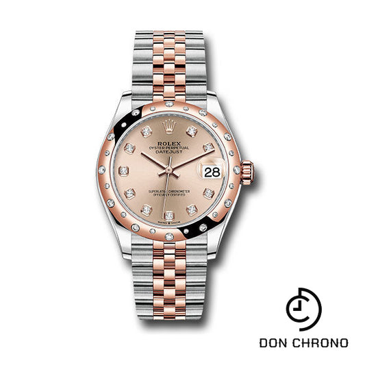 Rolex Steel and Everose Gold Datejust 31 Watch - 24 Diamond Bezel - Chocolate Diamond Dial - Jubilee Bracelet - 278341RBR rodj