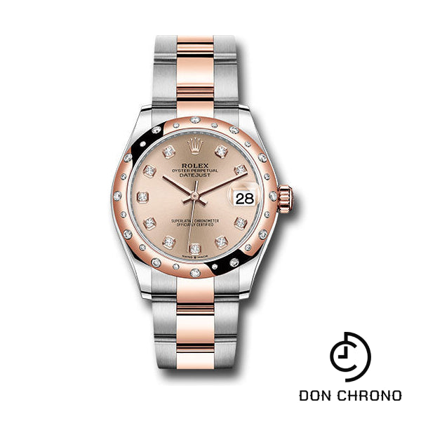 Rolex Steel and Everose Gold Datejust 31 Watch - 24 Diamond Bezel - Chocolate Diamond Dial - Oyster Bracelet - 278341RBR rodo