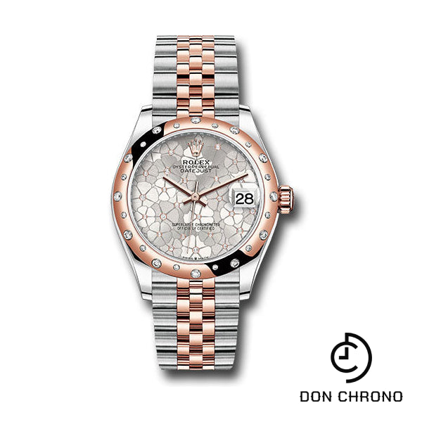 Rolex Everose Rolesor Datejust 31 Watch - Domed, Diamond Bezel - Silver Floral Motif Diamond Dial - Jubilee Bracelet - 278341rbr sflomdj