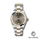 Rolex Steel and Yellow Gold Datejust 31 Watch - Domed Diamond Bezel - Dark Grey Diamond Roman Six Dial - Oyster Bracelet - 278343 dkgdr6o