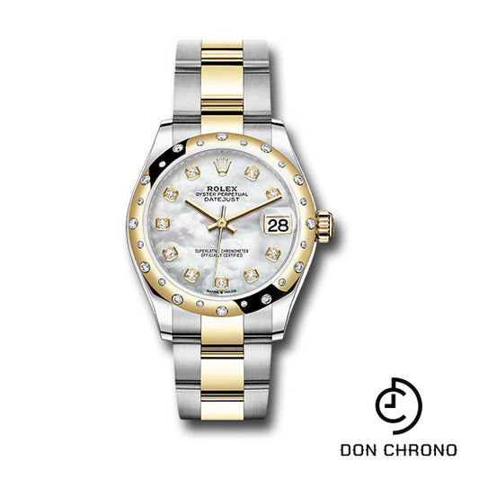 Rolex Steel and Yellow Gold Datejust 31 Watch - Domed Diamond Bezel - Mother-of-Pearl Diamond Dial - Oyster Bracelet - 278343 mdo