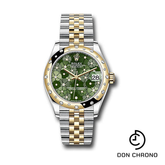 Rolex Yellow Rolesor Datejust 31 Watch - Domed, Diamond Bezel - Olive Green Floral Motif Diamond 6 Dial - Jubilee Bracelet - 278343rbr ogflomdj