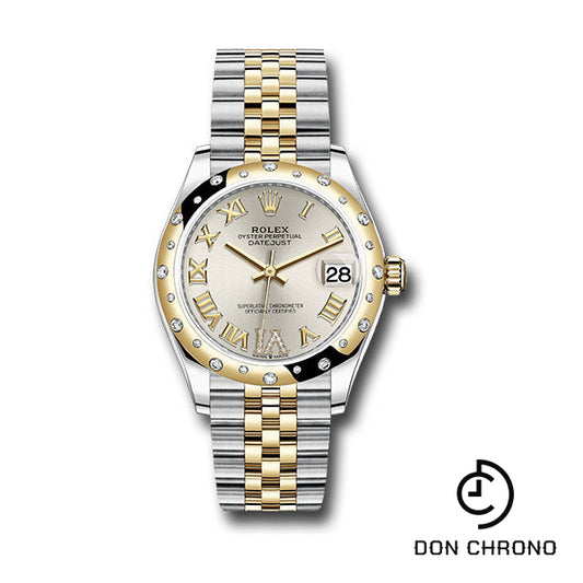 Rolex Steel and Yellow Gold Datejust 31 Watch - Domed Diamond Bezel - Silver Diamond Roman Six Dial - Jubilee Bracelet - 278343 sdr6j