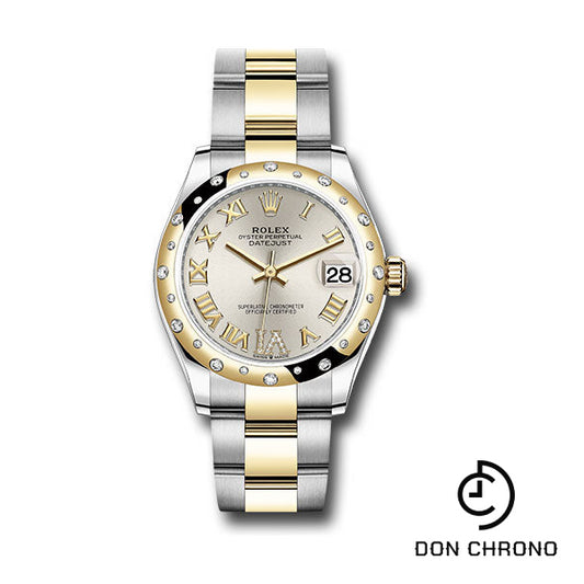 Rolex Steel and Yellow Gold Datejust 31 Watch - Domed Diamond Bezel - Silver Diamond Roman Six Dial - Oyster Bracelet - 278343 sdr6o