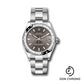 Rolex Steel and White Gold Datejust 31 Watch - Domed 24 Diamond Bezel - Dark Grey Index Dial - Oyster Bracelet - 278344RBR dkgio