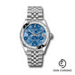 Rolex White Rolesor Datejust 31 Watch - Domed, Diamond Bezel - Azzurro Blue Floral Motif Diamond Dial - Jubilee Bracelet - 278344rbr azflomdj